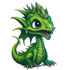 Bébé dragon, mignon, heureux, souriant