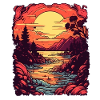 Sunset over the lake