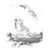 Astronaut sitzt auf dem Mond