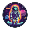 Retro Space Doodle: Astronaut Adventure