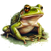 Grasfrosch sitzt in Wasserpfütze