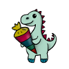 Dino with school cone
