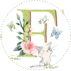 Initial letter F with cat