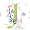 Initial letter J with cat