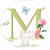 Initial letter M with cat