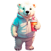 Baby polar bear with milkshake