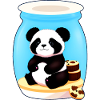 Słodki mały miś panda z herbatnikami