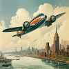 Oldschool Flugzeug im Comic Style
