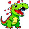 Cute cartoon dinosaur with hearts