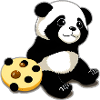 Cute panda bear with biscuits