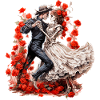 Dancing Skeletons with Roses 2
