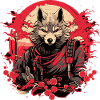 Japanese Wolf Samurai