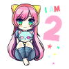 2 ans fille anime kawaii chat 2ème anniversaire