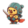 Bird in warrior outfit