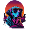 Labrador wears sunglasses