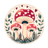 Mushrooms toadstools in magic hearts