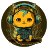 Cyber Cat with headphones
