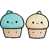 Two sweet kawaii cupcakes
