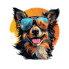 Hund mit Sonnenbrille Pop-Art