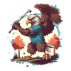 Eagle swings the golf club