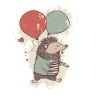 Igel mit Luftballons
