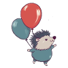 Kleiner Igel mit Luftballons