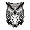 Geometrischer Eulenkopf schwarz weiss