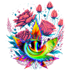 Psychedelisches Cannabisblatt mit Drachenauge