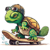 Skateboarding Turtle