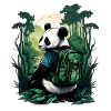 Cute panda with backpack