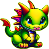 Little cute green fantasy dragon