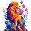 Majestic Lions Roses Art
