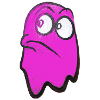 Funny grim-looking ghost in pink