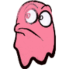 Funny fierce-looking ghost in pink