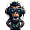 Monkey DJ with headphones and Sunglasses