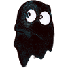 Funny fierce-looking ghost in black