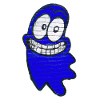 Funny smiling ghost in blue