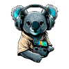 koala with headphones