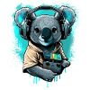 koala avec écouteurs et Walkman