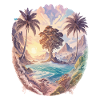 Natur Lanschaft Aquarell Exotisch Palmen