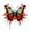 Farbenfroher Schmetterling mit Blut-Splatter-Desig