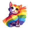 Pride Cat – Bunte Regenbogen-Katze mit Flagge
