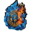 Blue Burning Bitcoin - cryptic enthusiasm