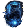 Cosmic Cats Art Black Cat