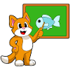 Cat Teacher Pointing Stick School