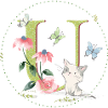 Lettre initiale U avec chat