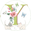 Initial letter Y with cat