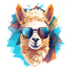 Alpaca mit Kopfhörern Polygon-Art