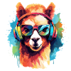 Funky Alpaca Rainbow Art