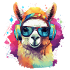 Happy Alpaca Rainbow Art